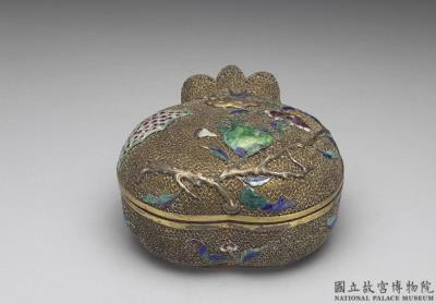 图片[3]-Pomegranate-shaped box with filigree metalwork and champleve enamel, Qing dynasty (1644-1911)-China Archive